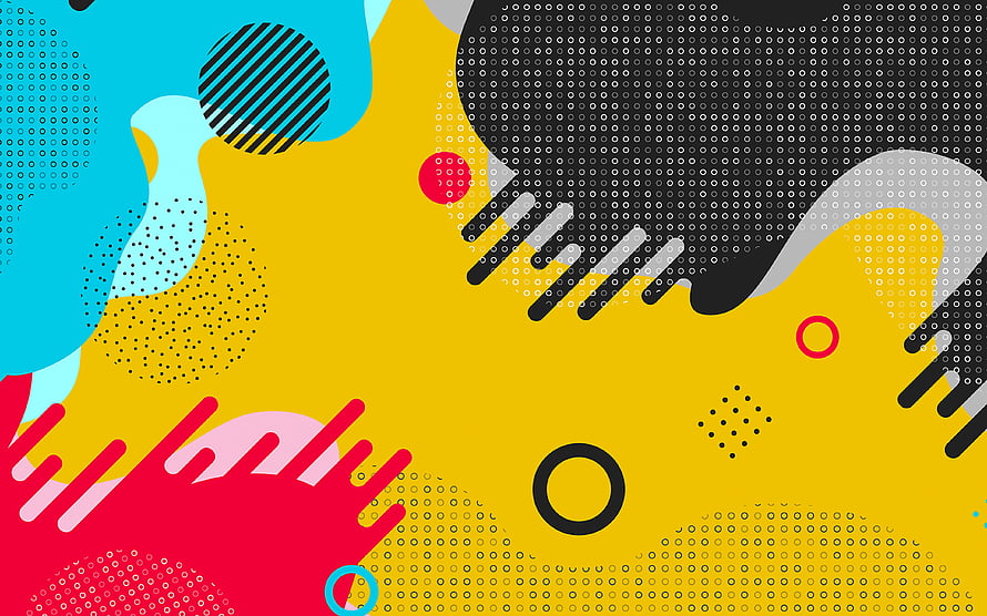 Vibrant Memphis Style Abstract Background With Halftone Dots And Geometric Shapes HD wallpaper