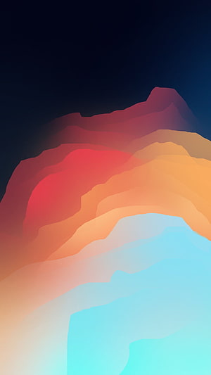 Abstract Layered Mountain Landscape with Gradient Sunset Colors HD phone wallpaper