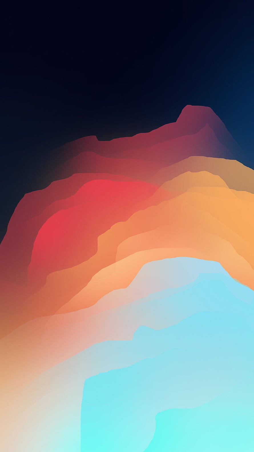 Abstract Layered Mountain Landscape with Gradient Sunset Colors HD phone wallpaper
