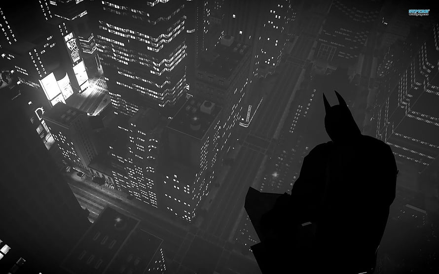 Batman Silhouette Overlooking Gotham City at Night in Dark Knight Style, Batman The Dark Knight Resolution - Dark Knight, Cool Dark Night HD wallpaper