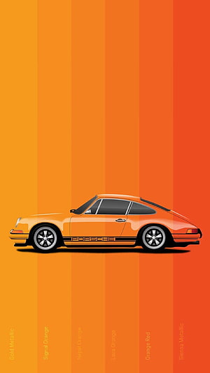 Porsche 911 Color Palette Wallpaper Featuring Signal Orange, Nepal Orange, Lava Orange, and Sienna Metallic Shades HD phone wallpaper