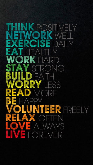 Inspirational Life Advice Typography Poster with Rainbow Gradient Text on Dark Background HD phone wallpaper