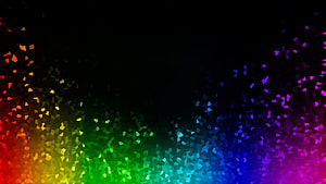 Vibrant Rainbow Particle Gradient on Black Background HD wallpaper