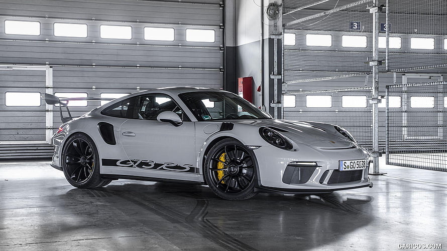 White Porsche 911 GT3 RS with Black Racing Wheels in Garage HD wallpaper
