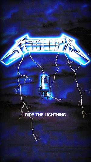 Metallica Ride the Lightning Album Art with Electric Chair and Lightning Storm HD phone wallpaper