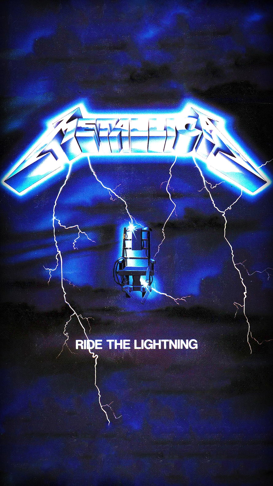Metallica Ride the Lightning Album Art with Electric Chair and Lightning Storm HD phone wallpaper