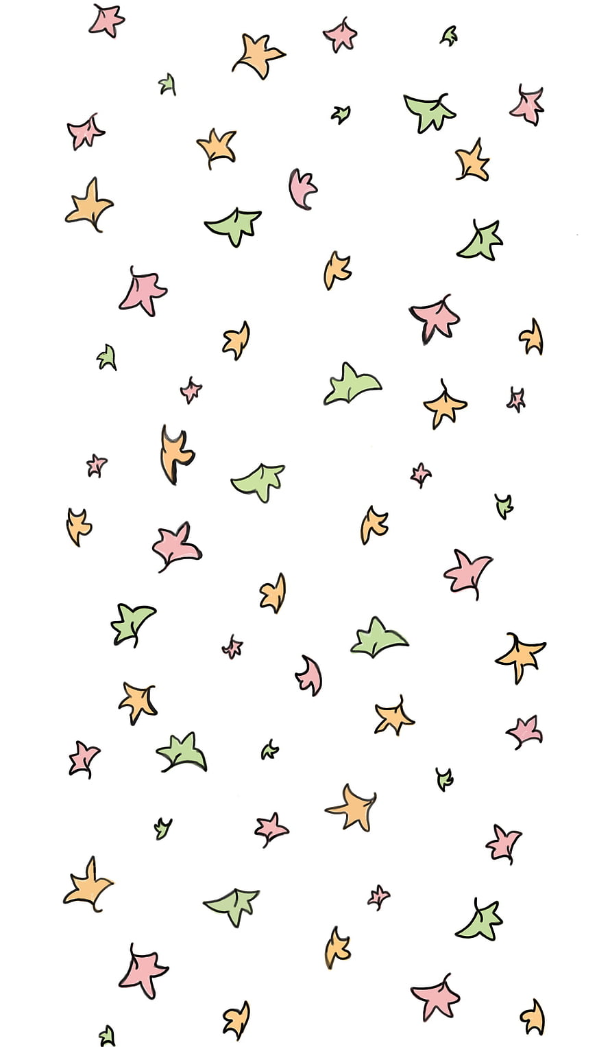 Cute Hand-Drawn Autumn Leaves Pattern Wallpaper HD phone wallpaper