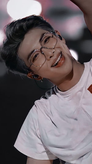 Jin from BTS smiling with glasses and white t-shirt on stage HD phone wallpaper