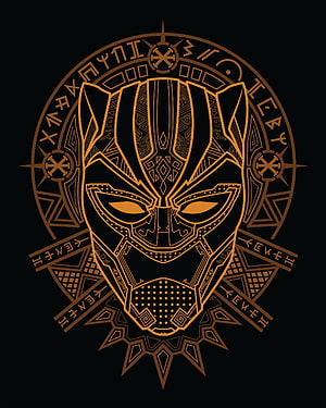 Black Panther Mask Vector Art with African Tribal Patterns and Golden Symbolism HD phone wallpaper