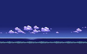 Pixel Art Night Sky Landscape With Purple Clouds And Distant Horizon HD wallpaper