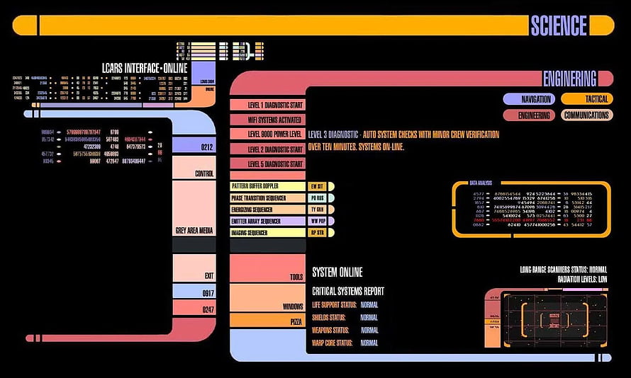 Star Trek LCARS Interface Dashboard with System Diagnostics and Engineering Status HD wallpaper
