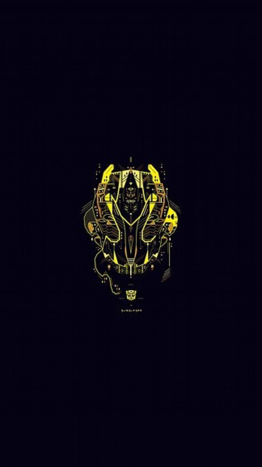 Bumblebee Transformers Technical Blueprint Illustration on Dark Background HD phone wallpaper
