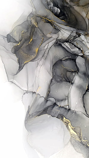 Elegant Grey and Gold Fluid Art Marble Texture with Abstract Ink Swirls HD phone wallpaper