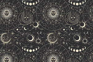 Vintage Celestial Zodiac Seamless Pattern With Sun Moon And Constellations HD wallpaper