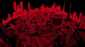 Red and Black Stylized Tokyo Cityscape with Tokyo Tower Silhouette HD wallpaper