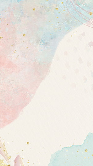 Pastel Pink and Blue Abstract Watercolor Background with Gold Leaf Accents HD phone wallpaper