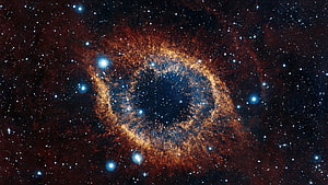 Helix Nebula Deep Space Photography Featuring Expanding Gas Rings And Distant Stars HD wallpaper