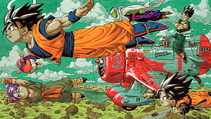 Dragon Ball Z Capsule Corp Air Racing Team Illustration by Akira Toriyama HD wallpaper
