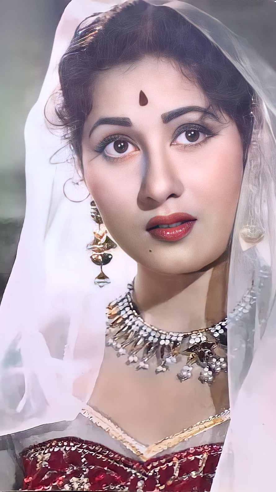 Portrait of Indian Actress Sridevi in Traditional Bridal Attire with Jewelry HD phone wallpaper