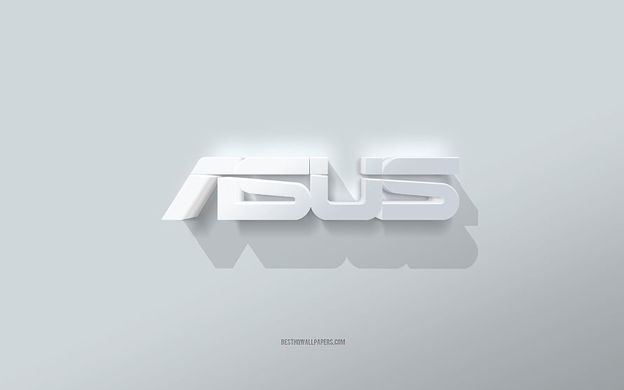 Minimalist White Asus Logo 3D Render Desktop Wallpaper HD wallpaper