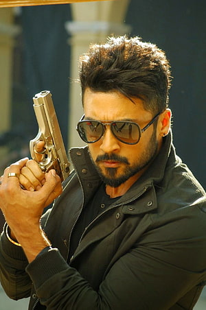 Raju Bhai Action Hero Portrait with Sunglasses and Pistol in Khatarnak Khiladi 2 HD phone wallpaper
