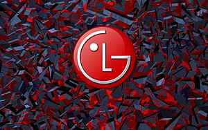 LG Brand Logo on Shattered Red and Black Glass Background HD wallpaper