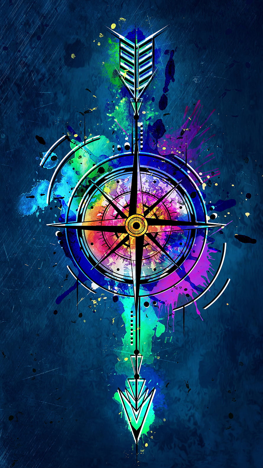 Colorful Compass Rose and Arrow Abstract Art Wallpaper HD phone wallpaper