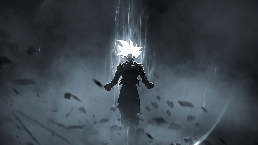 Vegeta Black Super Saiyan Silhouette in Dark Stormy Atmosphere HD wallpaper