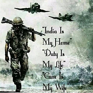 Indian Army Soldier Carrying Rifle With Fighter Jets And Patriotic Quote HD phone wallpaper