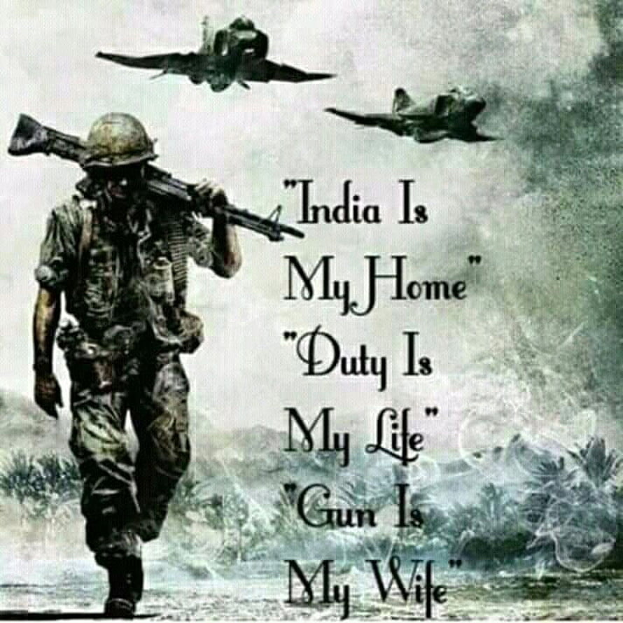 Indian Army Soldier Carrying Rifle With Fighter Jets And Patriotic Quote HD phone wallpaper