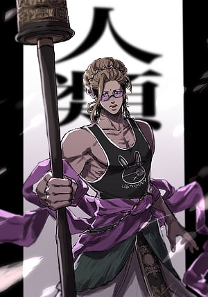 Record of Ragnarok Buddha Character Art with Staff and Purple Robes HD phone wallpaper