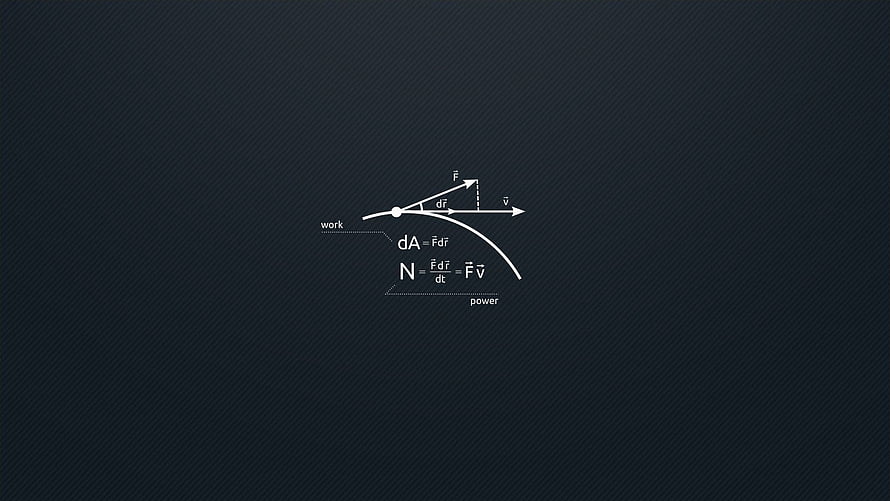 Minimalist Physics Diagram of Work and Power on a Dark Background HD wallpaper