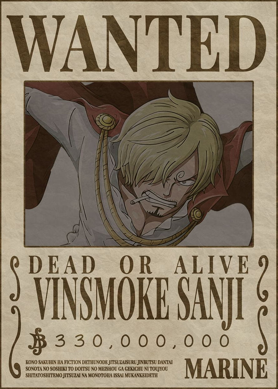 Vinsmoke Sanji Wanted Poster One Piece Anime Wallpaper HD phone wallpaper