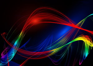 Vibrant Multicolored Abstract Light Trails on Dark Background HD wallpaper