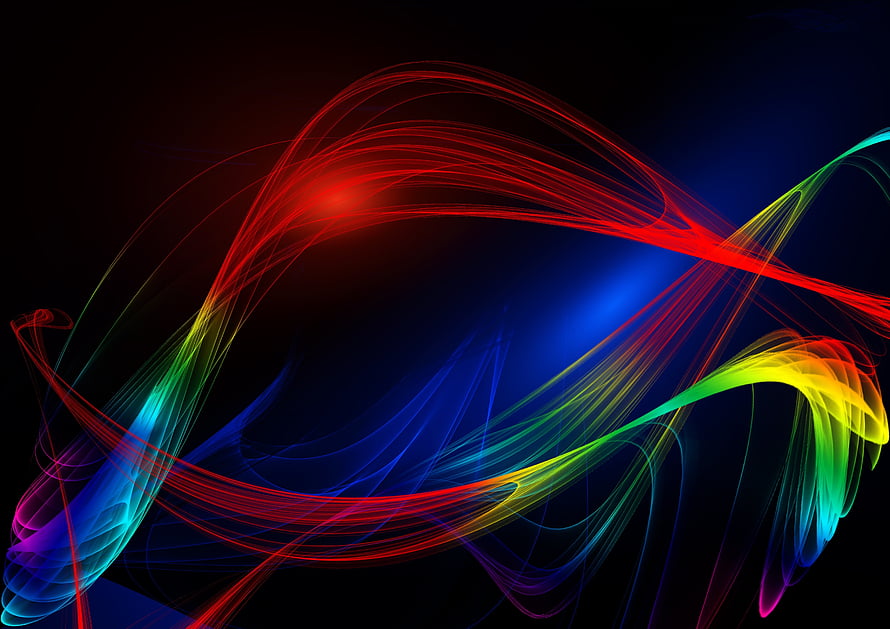 Vibrant Multicolored Abstract Light Trails on Dark Background HD wallpaper