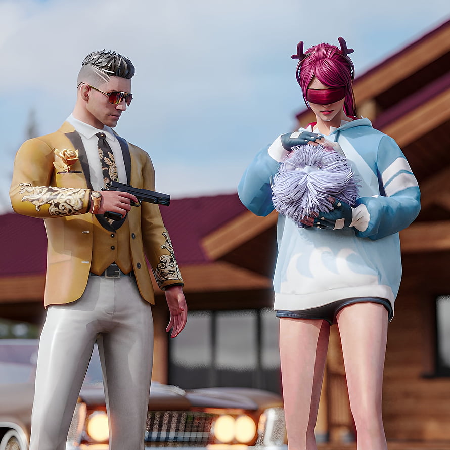 Garena Free Fire Characters in Stylish Outfits with Gun and Duster HD phone wallpaper