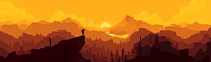 Firewatch Silhouette Scene With Lone Figure On Cliff At Sunset HD wallpaper