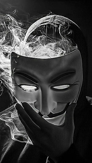 Anonymous Guy Fawkes Mask With Smoke And Hooded Figure HD phone wallpaper