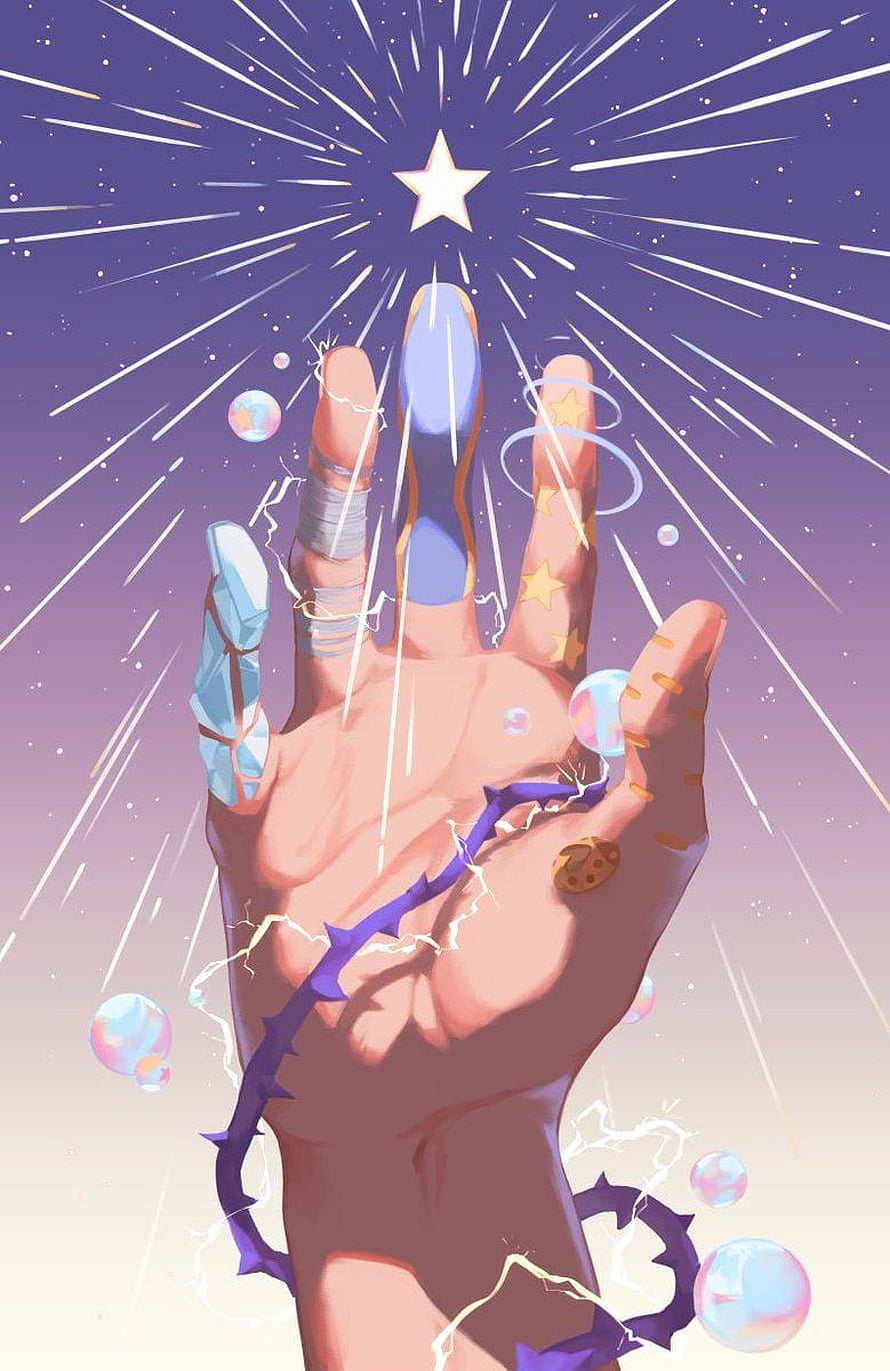 Magical Hand Reaching For Star With Crystals And Thorns HD phone wallpaper