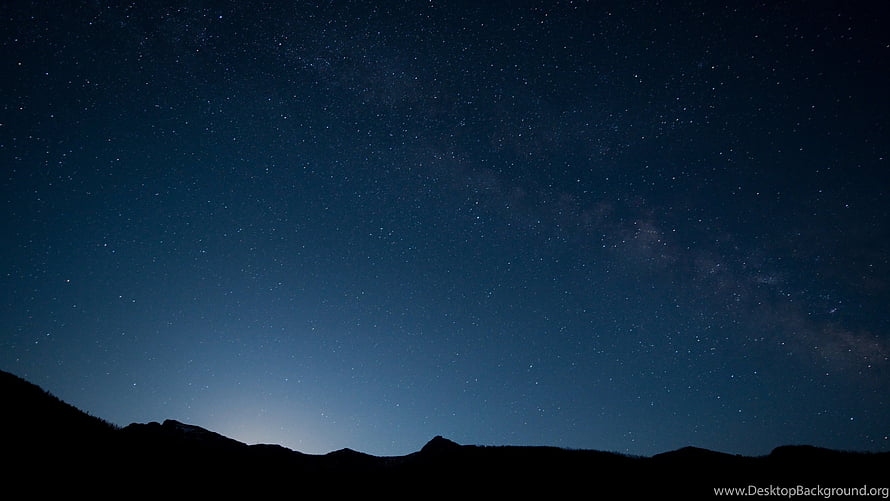 Starry Night Sky Over Mountain Silhouette With Milky Way Band HD wallpaper