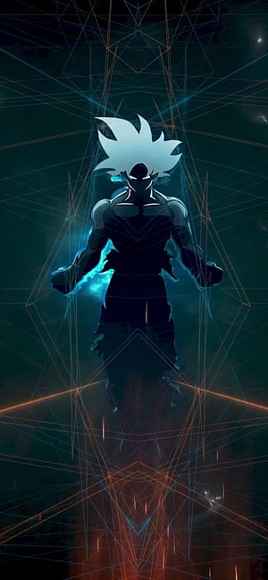 Goku Ultra Instinct Silhouette Anime Wallpaper With Geometric Lines HD phone wallpaper