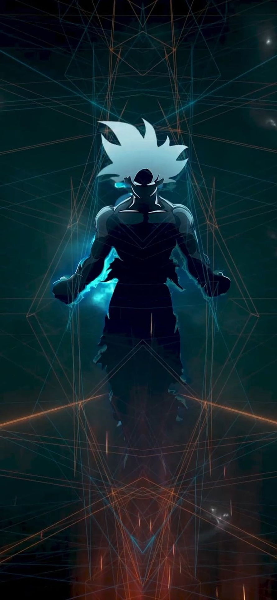 Goku Ultra Instinct Silhouette Anime Wallpaper With Geometric Lines HD phone wallpaper