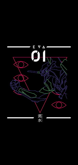 Neon Line Art Evangelion Unit 01 Minimalist Anime Wallpaper HD phone wallpaper