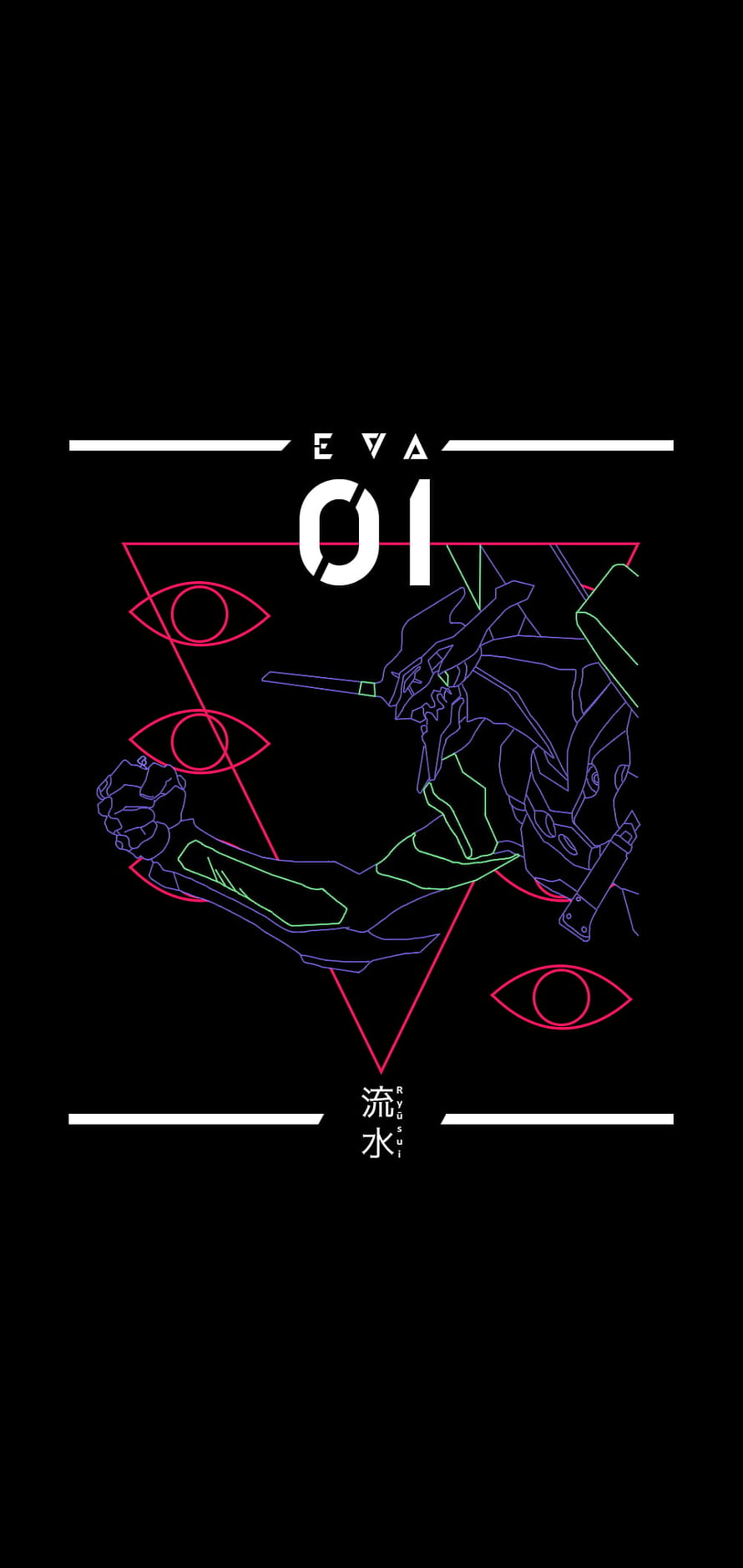Neon Line Art Evangelion Unit 01 Minimalist Anime Wallpaper HD phone wallpaper