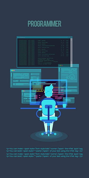 Programmer at Work with Multiple Code Windows and Terminal Screens HD phone wallpaper