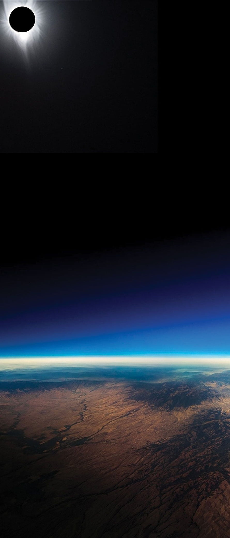 Total Solar Eclipse and Earth Horizon View from Space HD phone wallpaper