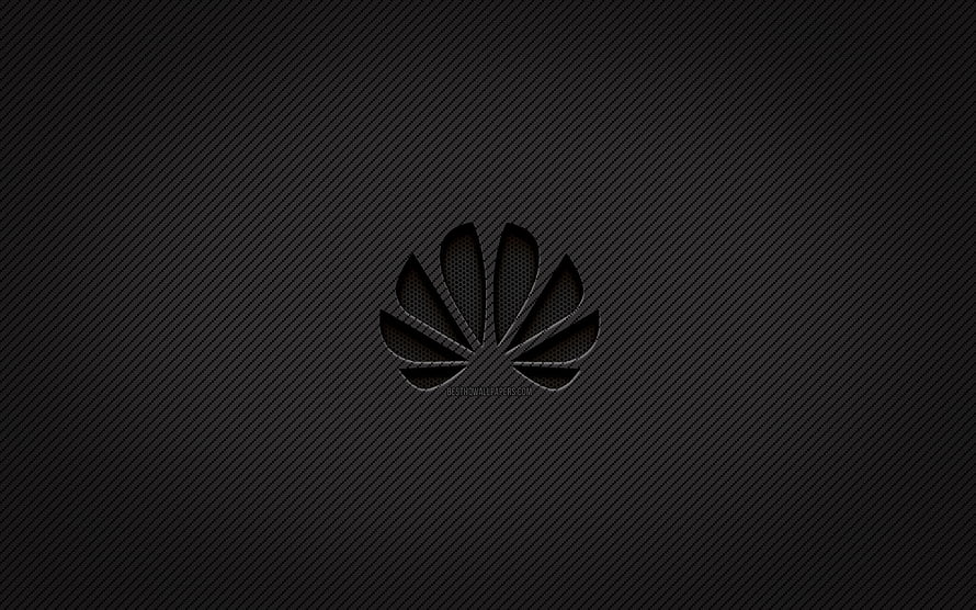Huawei Carbon Fiber Logo on Dark Textured Background HD wallpaper