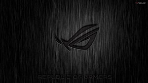 Asus ROG Republic of Gamers Logo on Dark Brushed Metal Background HD wallpaper