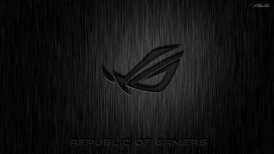 Asus ROG Republic of Gamers Logo on Dark Brushed Metal Background HD wallpaper