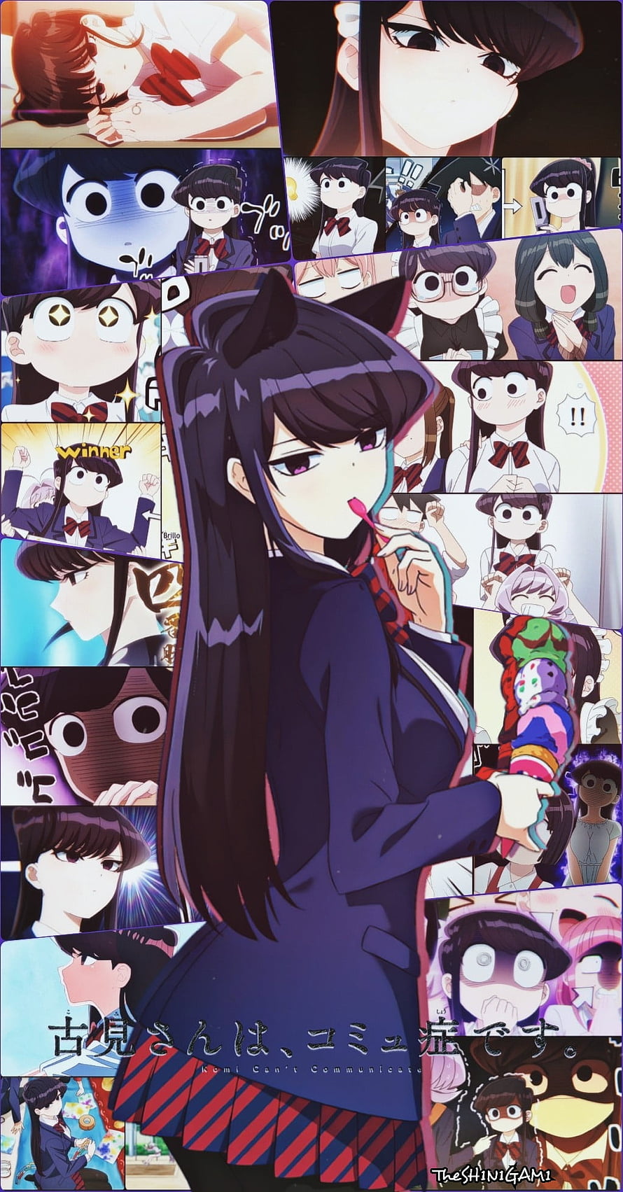 Komi Can't Communicate Anime Collage Featuring Komi in School Uniform HD phone wallpaper